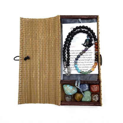 Lava Stone Chakra Necklace with Tumbled Stones