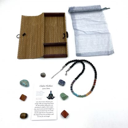 Lava Stone Chakra Necklace with Tumbled Stones