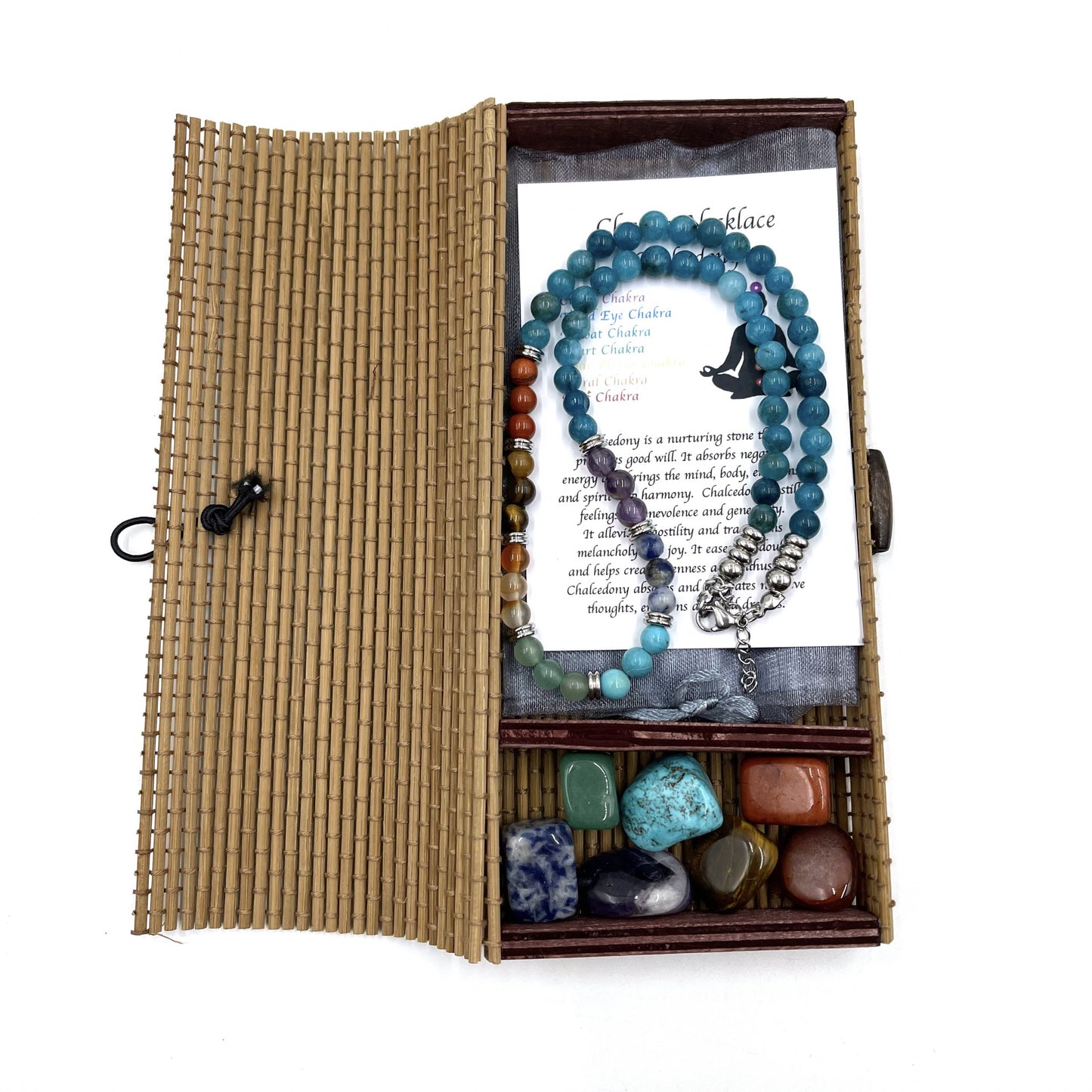 Chalcedony Chakra Necklace with Tumbled Stones