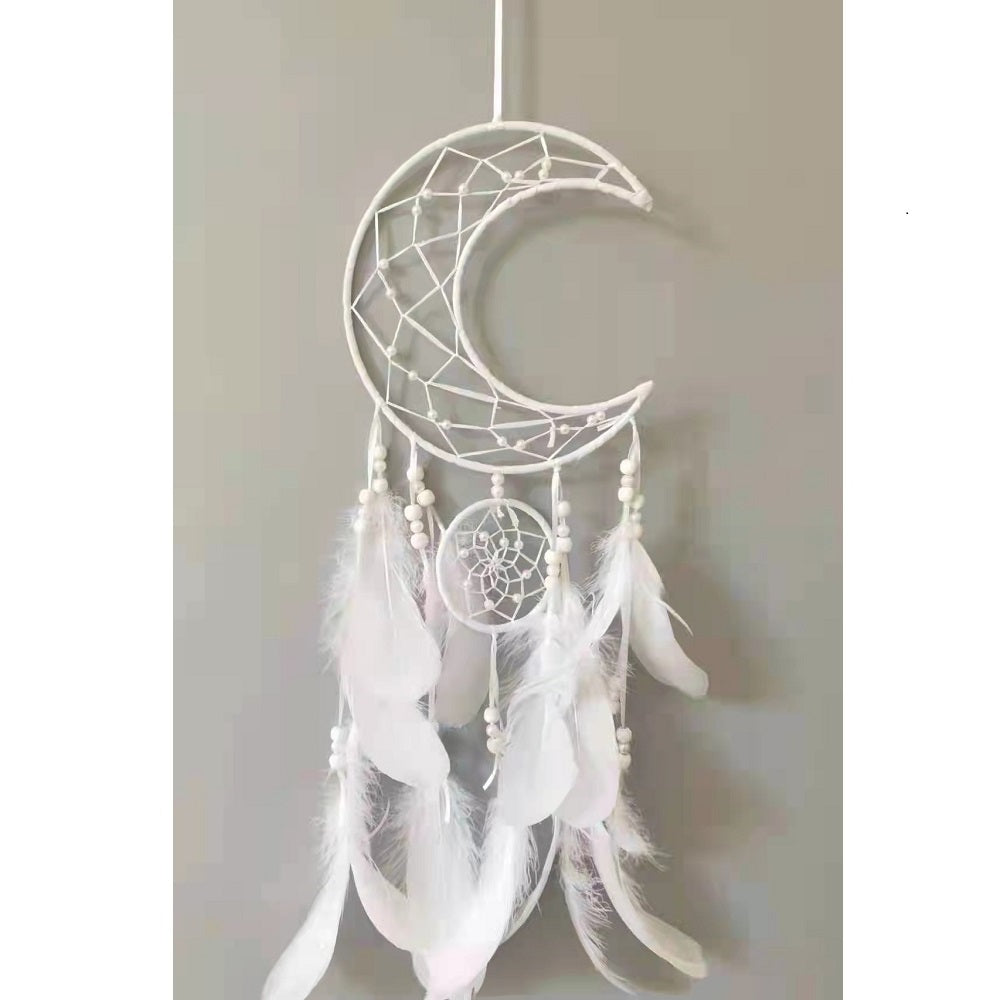 White Half Moon & Hoop Dreamcatcher 20cm