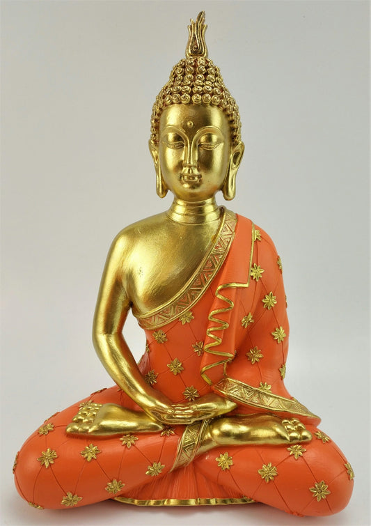 Buddha Figurine Gold and Saffron