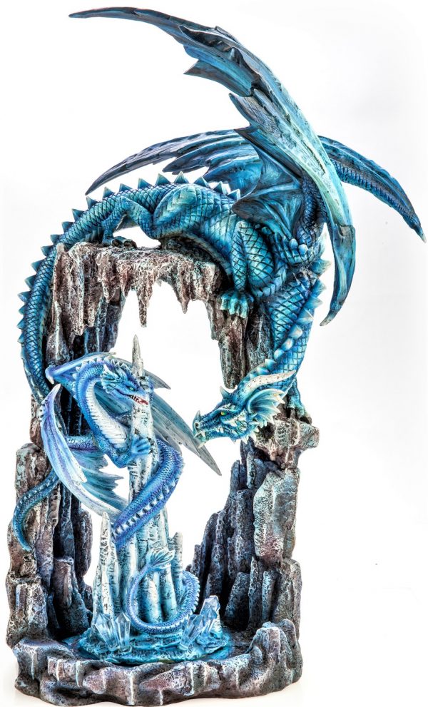 Two Blue Dragons in Icy Cave Figurine