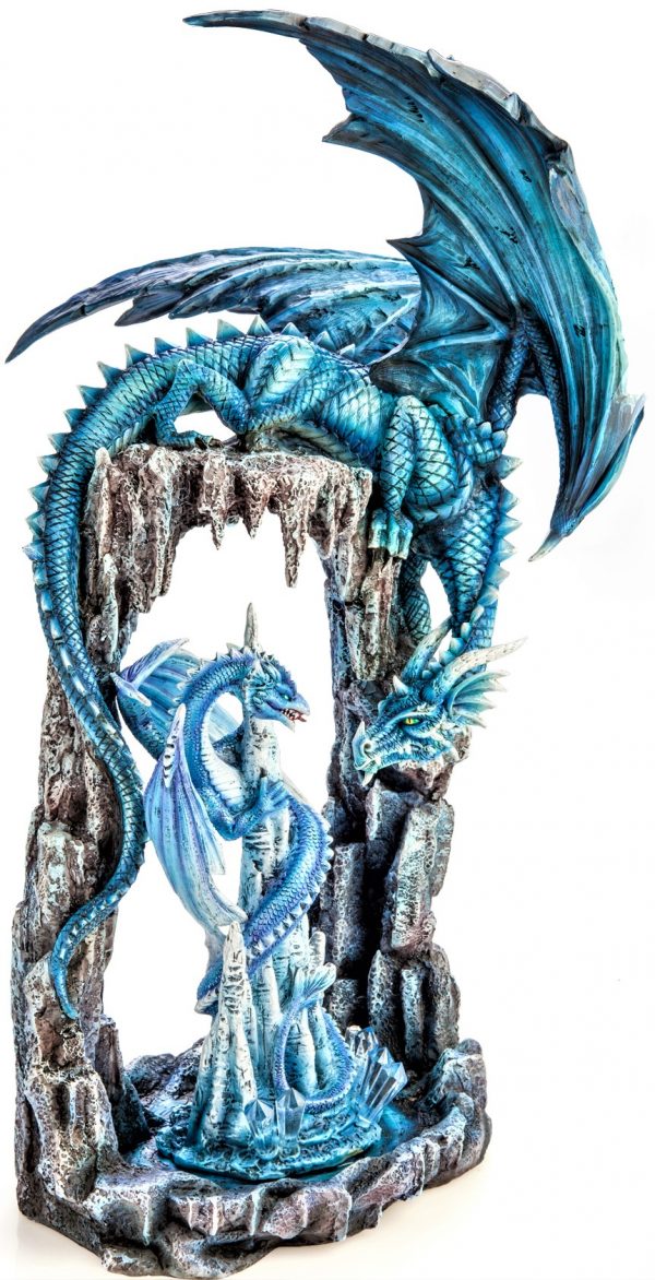 Two Blue Dragons in Icy Cave Figurine