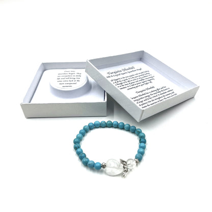 Turquoise ( Howlite )Crystal Heart Guardian Angel Bracelet