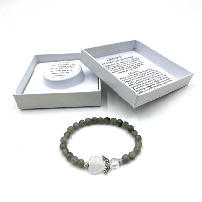 Labradorite Crystal Heart Guardian Angel Bracelet