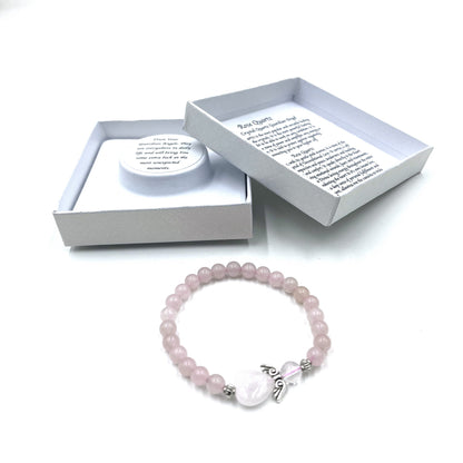 Rose Quartz Crystal Heart Guardian Angel Bracelet