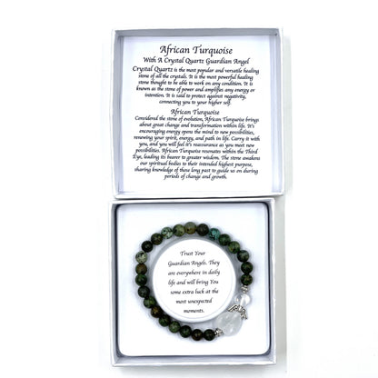 African Turquoise Heart Guardian Angel Bracelet