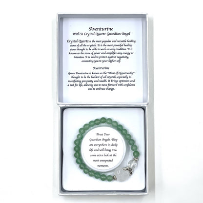 Aventurine Crystal Heart Guardian Angel Bracelet