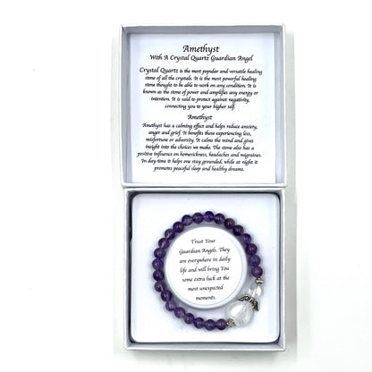 Amethyst Heart Guardian Angel Bracelet