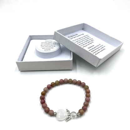 Rhodochrosite Heart Guardian Angel Bracelet