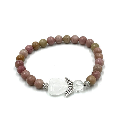 Rhodochrosite Heart Guardian Angel Bracelet