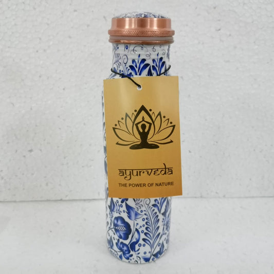 Copper Blue Floral Bottle