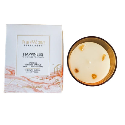 Happiness Jasmine with Citrine Crystal Energy Candles