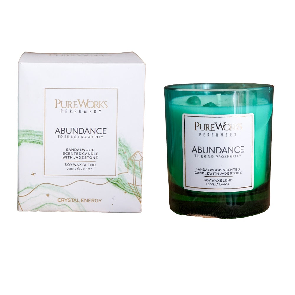 Abundance Sandalwood with Jade Crystal Energy Candles