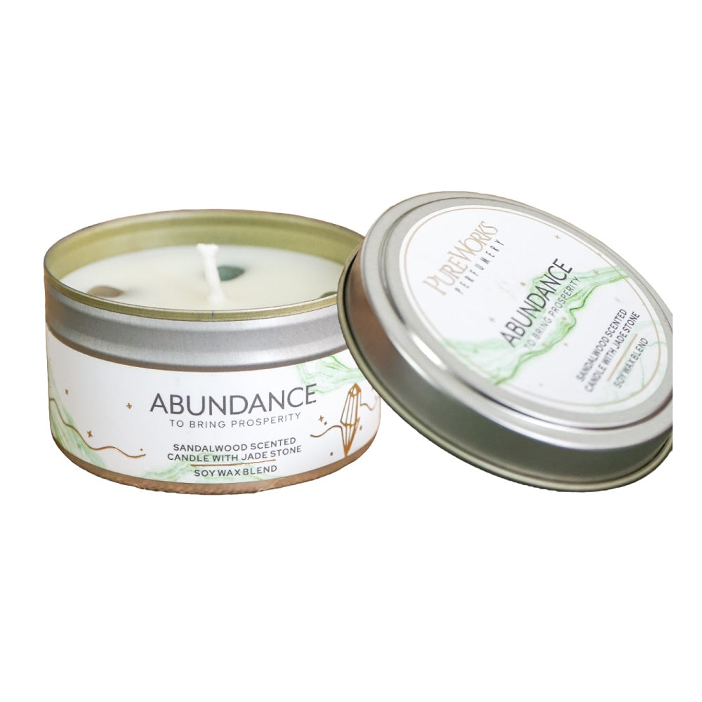 Abundance Sandalwood with Jade Crystal Energy Candles