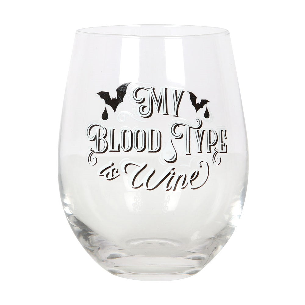 Blood Type Stemless Wine Glass
