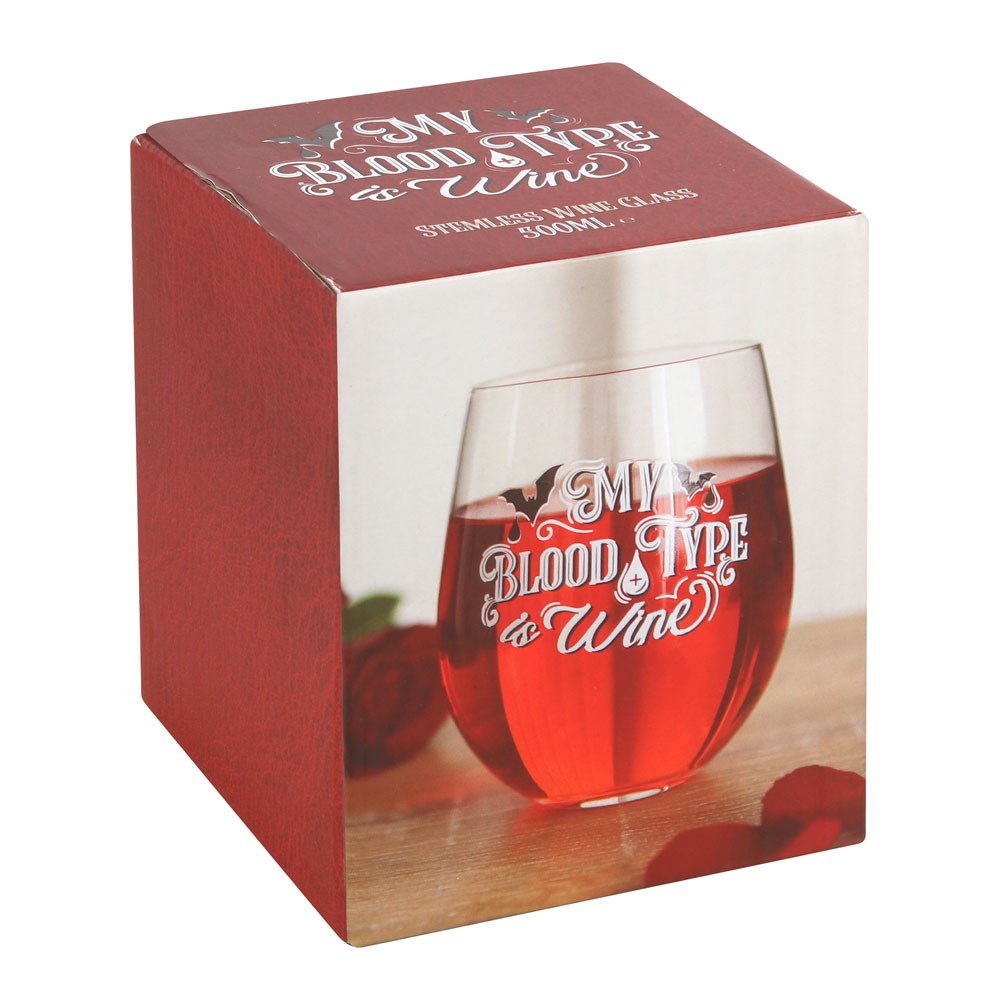 Blood Type Stemless Wine Glass