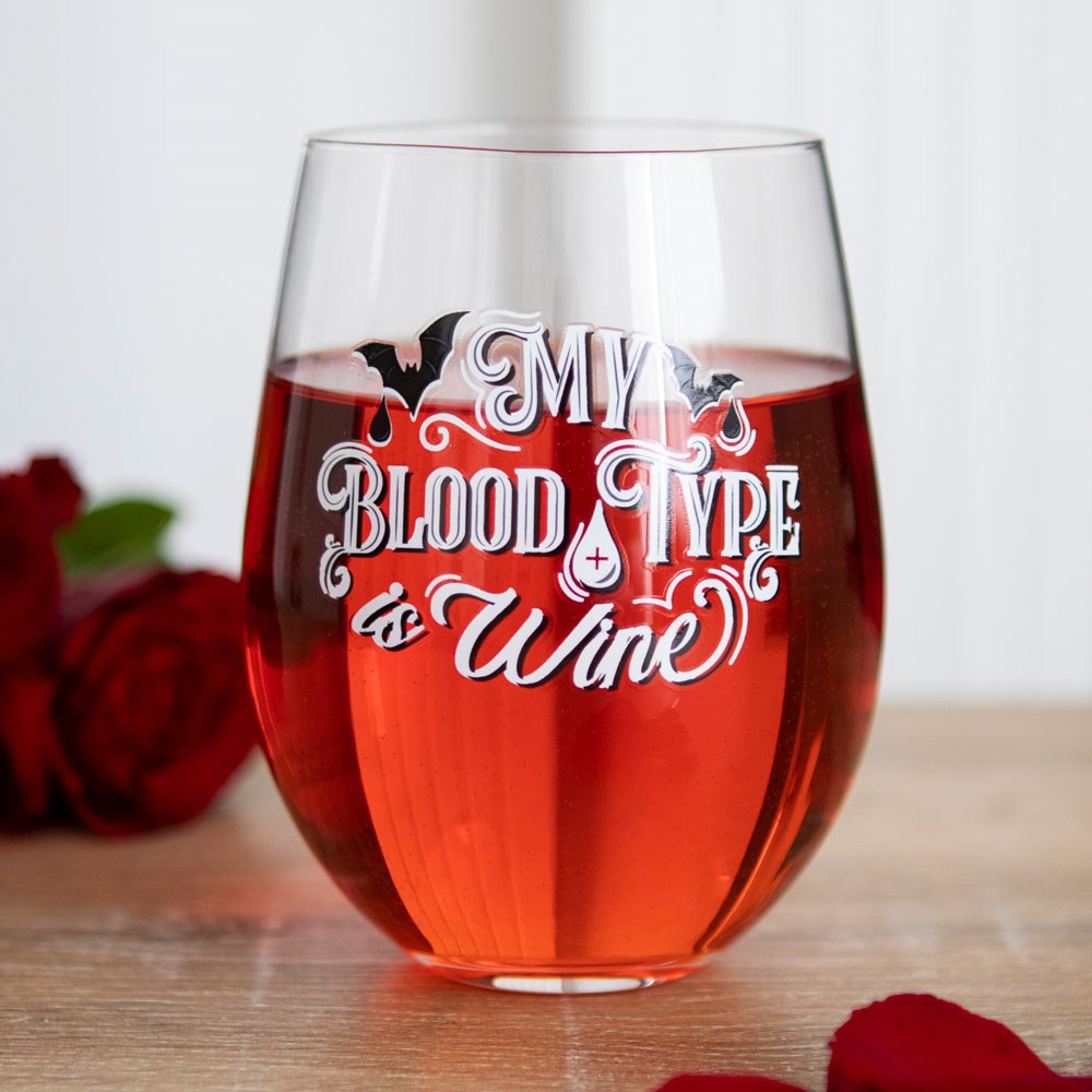 Blood Type Stemless Wine Glass