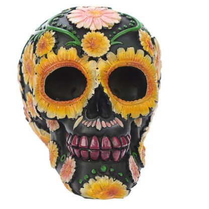 Day of the Dead Skull Head with Daisy Floral Motif