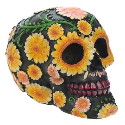 Day of the Dead Skull Head with Daisy Floral Motif