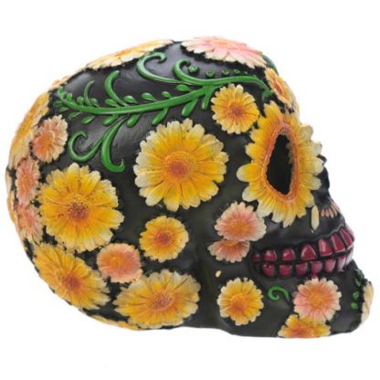 Day of the Dead Skull Head with Daisy Floral Motif