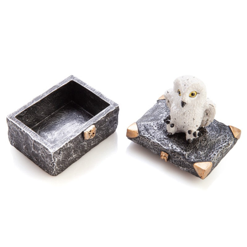 Snowy Owl Metal Chest Trinket Box