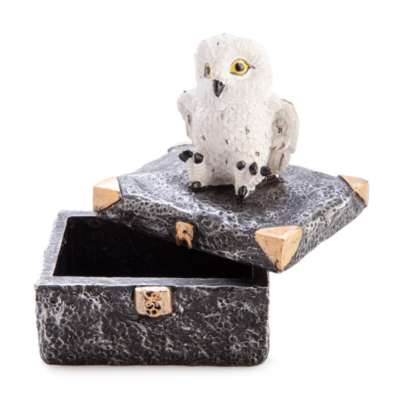 Snowy Owl Metal Chest Trinket Box