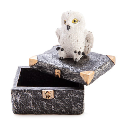 Snowy Owl Metal Chest Trinket Box