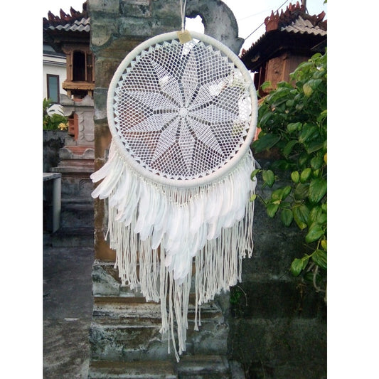 White Boho Dreamcatcher 50cm