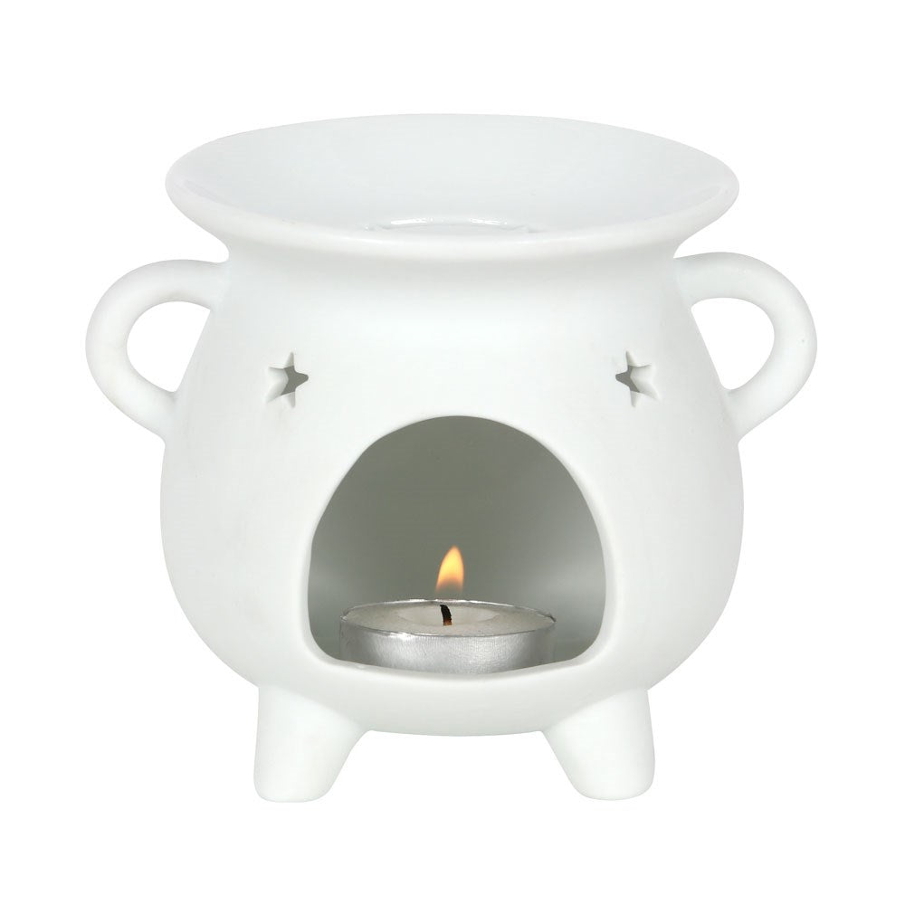 White Mystical Moon Cauldron Oil Burner NEW!