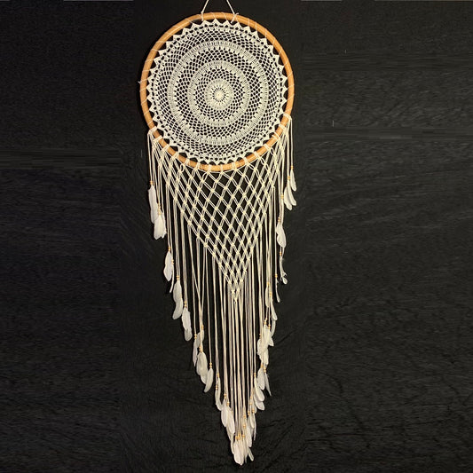 Dreamcatcher Rattan Macrame White